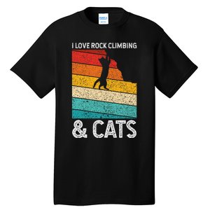 I Love Rock Climbing & Cats Cute Kitty Cat Lover Gift Tall T-Shirt