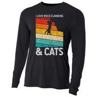 I Love Rock Climbing & Cats Cute Kitty Cat Lover Gift Cooling Performance Long Sleeve Crew