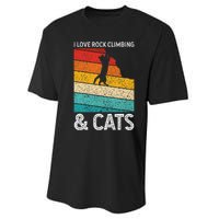 I Love Rock Climbing & Cats Cute Kitty Cat Lover Gift Performance Sprint T-Shirt