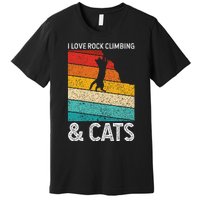 I Love Rock Climbing & Cats Cute Kitty Cat Lover Gift Premium T-Shirt