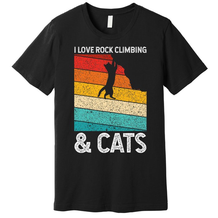 I Love Rock Climbing & Cats Cute Kitty Cat Lover Gift Premium T-Shirt