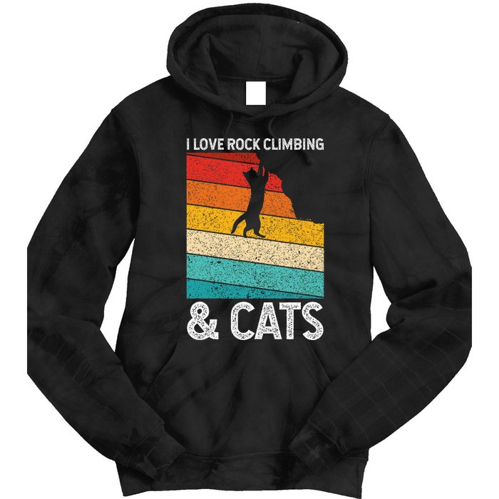 I Love Rock Climbing & Cats Cute Kitty Cat Lover Gift Tie Dye Hoodie