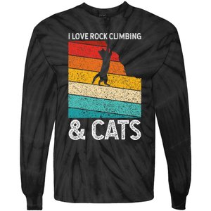 I Love Rock Climbing & Cats Cute Kitty Cat Lover Gift Tie-Dye Long Sleeve Shirt