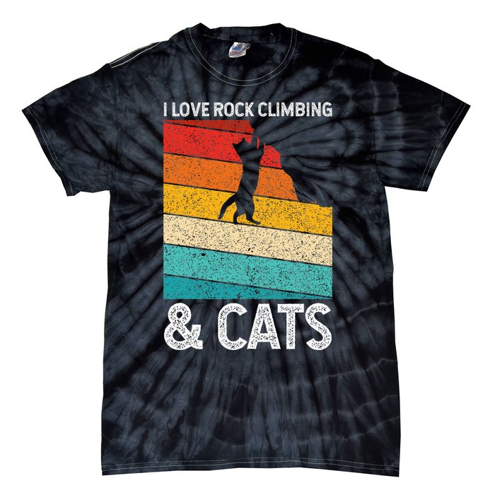 I Love Rock Climbing & Cats Cute Kitty Cat Lover Gift Tie-Dye T-Shirt