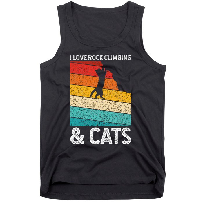 I Love Rock Climbing & Cats Cute Kitty Cat Lover Gift Tank Top