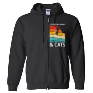 I Love Rock Climbing & Cats Cute Kitty Cat Lover Gift Full Zip Hoodie