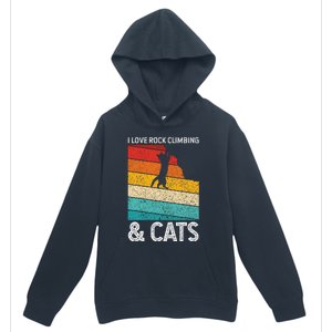 I Love Rock Climbing & Cats Cute Kitty Cat Lover Gift Urban Pullover Hoodie