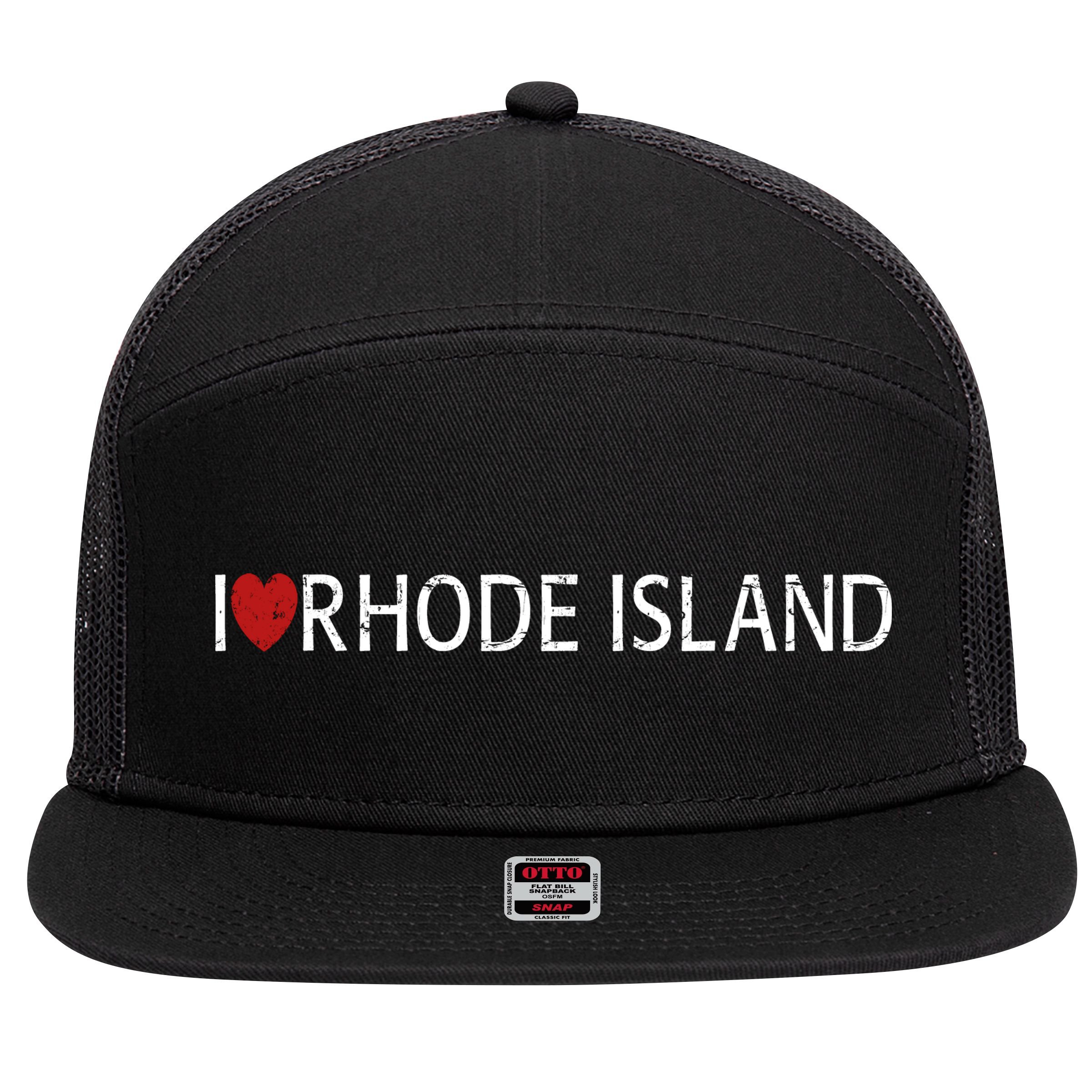 I Love Rhode Island 7 Panel Mesh Trucker Snapback Hat