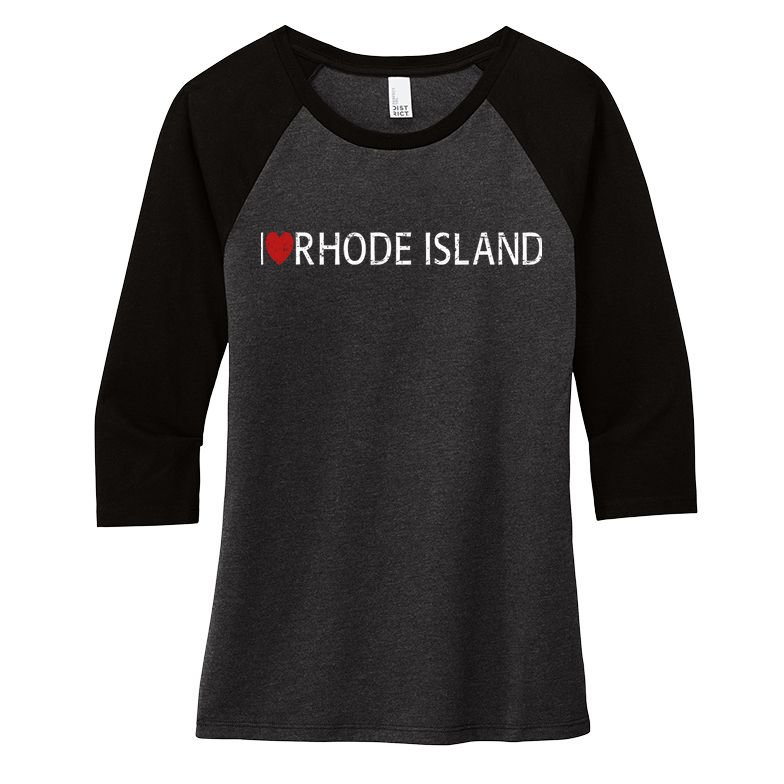 I Love Rhode Island Women's Tri-Blend 3/4-Sleeve Raglan Shirt