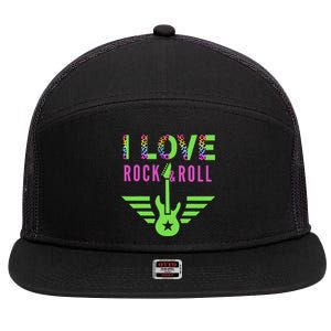 I Love Rock And Roll Guitar 7 Panel Mesh Trucker Snapback Hat