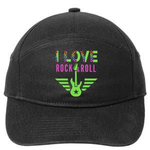 I Love Rock And Roll Guitar 7-Panel Snapback Hat