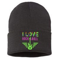 I Love Rock And Roll Guitar Sustainable Knit Beanie