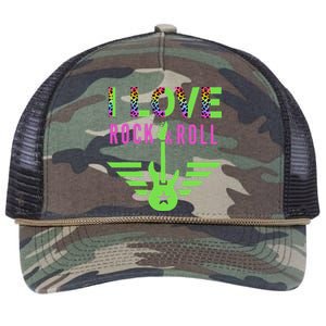 I Love Rock And Roll Guitar Retro Rope Trucker Hat Cap