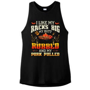 I Like Racks Big My Butt Rubbed And My Pork Pulled Grilling Ladies PosiCharge Tri-Blend Wicking Tank