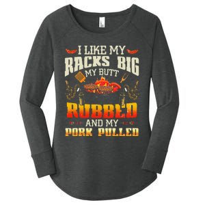 I Like Racks Big My Butt Rubbed And My Pork Pulled Grilling Women's Perfect Tri Tunic Long Sleeve Shirt