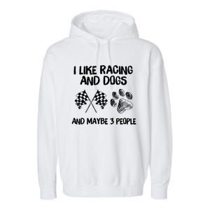 I Like Racing And Dogs And Maybe 3 People Gift Garment-Dyed Fleece Hoodie