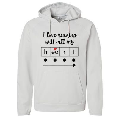 I Love Reading With All My Heart Science Teacher Valentine Performance Fleece Hoodie