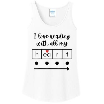 I Love Reading With All My Heart Science Teacher Valentine Ladies Essential Tank