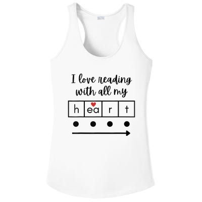 I Love Reading With All My Heart Science Teacher Valentine Ladies PosiCharge Competitor Racerback Tank