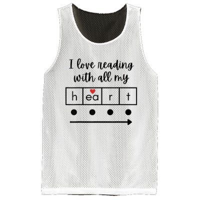 I Love Reading With All My Heart Science Teacher Valentine Mesh Reversible Basketball Jersey Tank