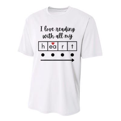 I Love Reading With All My Heart Science Teacher Valentine Performance Sprint T-Shirt