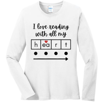 I Love Reading With All My Heart Science Teacher Valentine Ladies Long Sleeve Shirt