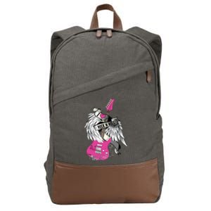 I Love Rock And Roll Guitar Angel Wings Cotton Canvas Backpack