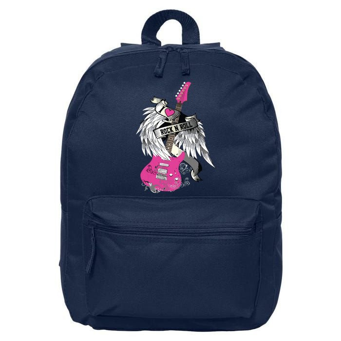 I Love Rock And Roll Guitar Angel Wings 16 in Basic Backpack