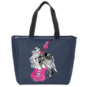 I Love Rock And Roll Guitar Angel Wings Zip Tote Bag