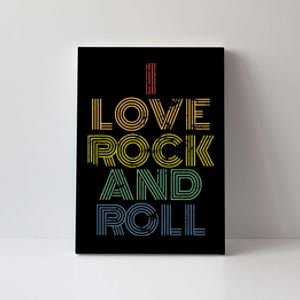 I Love Rock And Roll Distressed Rainbow 70s Canvas