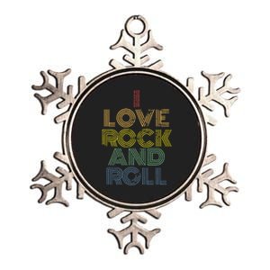 I Love Rock And Roll Distressed Rainbow 70s Metallic Star Ornament