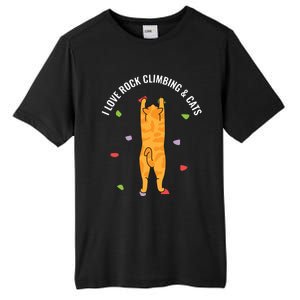 I Love Rock Climbing Cats, Orange Kitty Cat Climber Tall Fusion ChromaSoft Performance T-Shirt