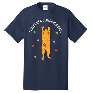 I Love Rock Climbing Cats, Orange Kitty Cat Climber Tall T-Shirt