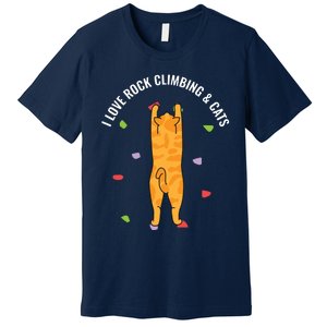 I Love Rock Climbing Cats, Orange Kitty Cat Climber Premium T-Shirt