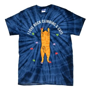 I Love Rock Climbing Cats, Orange Kitty Cat Climber Tie-Dye T-Shirt