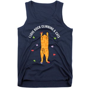 I Love Rock Climbing Cats, Orange Kitty Cat Climber Tank Top