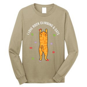 I Love Rock Climbing Cats, Orange Kitty Cat Climber Long Sleeve Shirt