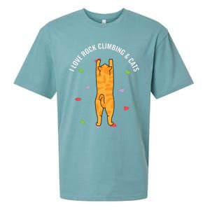 I Love Rock Climbing Cats, Orange Kitty Cat Climber Sueded Cloud Jersey T-Shirt