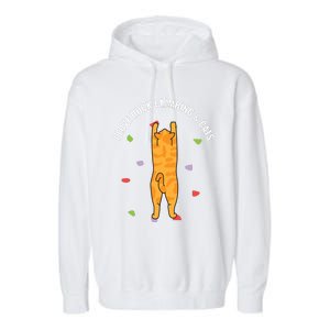 I Love Rock Climbing Cats, Orange Kitty Cat Climber Garment-Dyed Fleece Hoodie