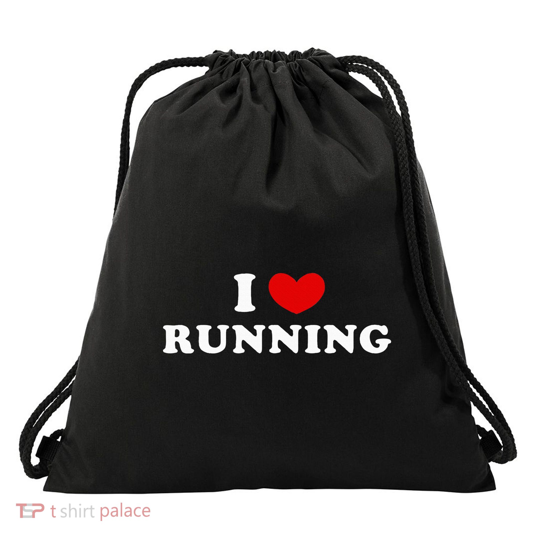 I Love Running Drawstring Bag