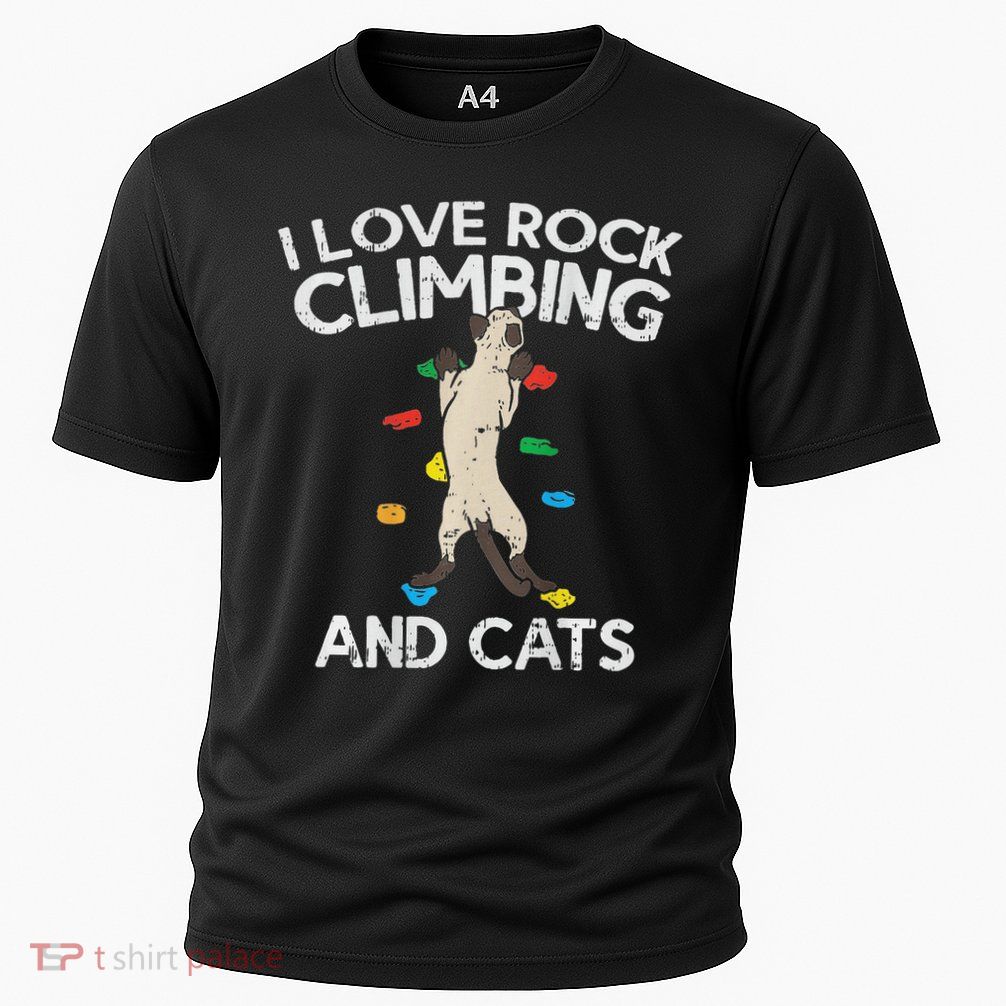 I Love Rock Climbing & Cats Cute Climbing Performance Shirt