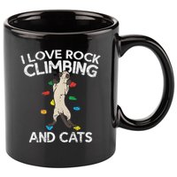I Love Rock Climbing & Cats Cute Climbing 11oz C Handle Ceramic Mug