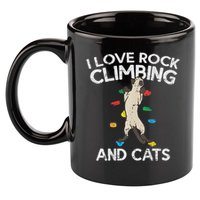 I Love Rock Climbing & Cats Cute Climbing 11oz C Handle Ceramic Mug