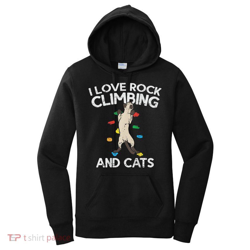 I Love Rock Climbing & Cats Cute Climbing Women's Pullover Hoodie