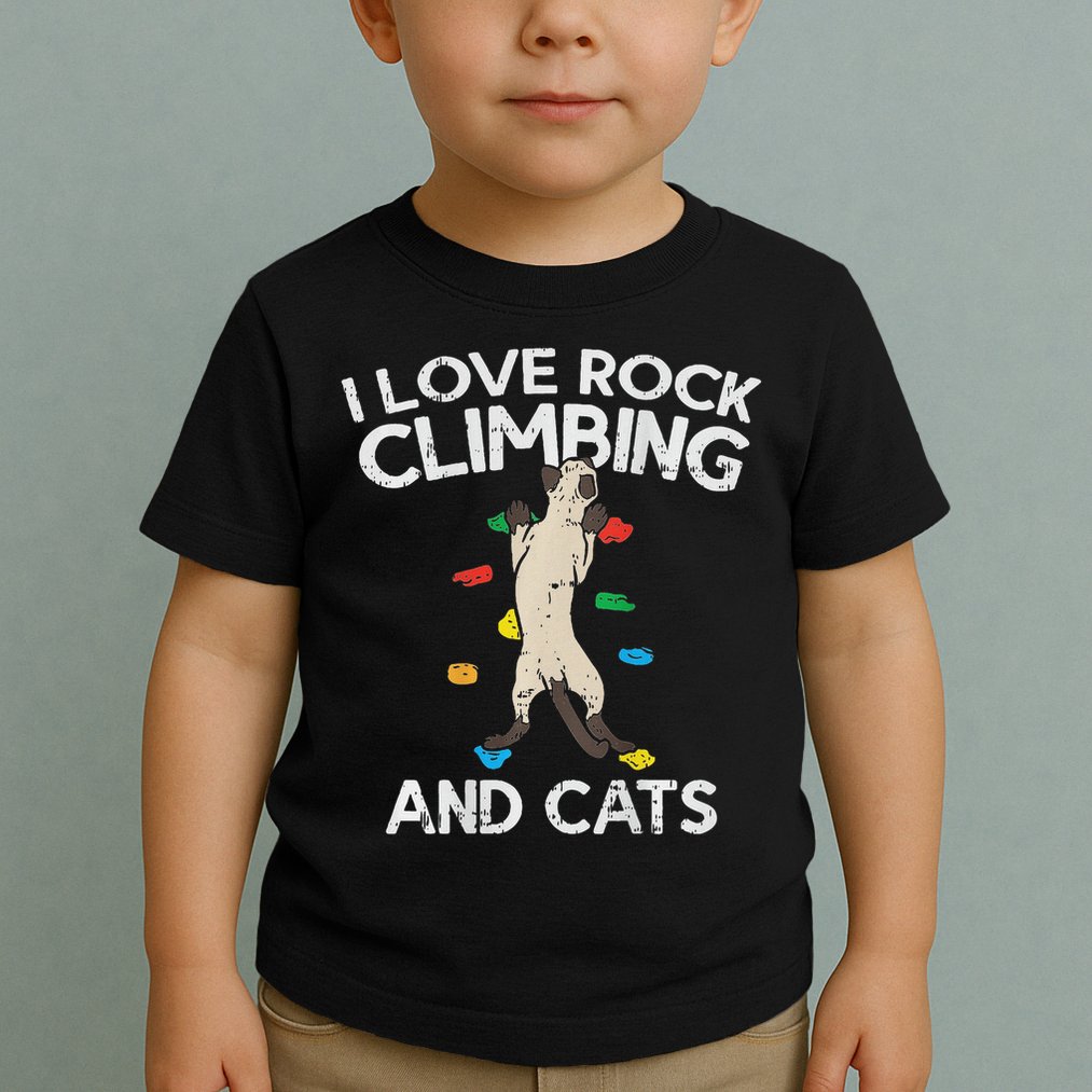 I Love Rock Climbing & Cats Cute Climbing Toddler T-Shirt