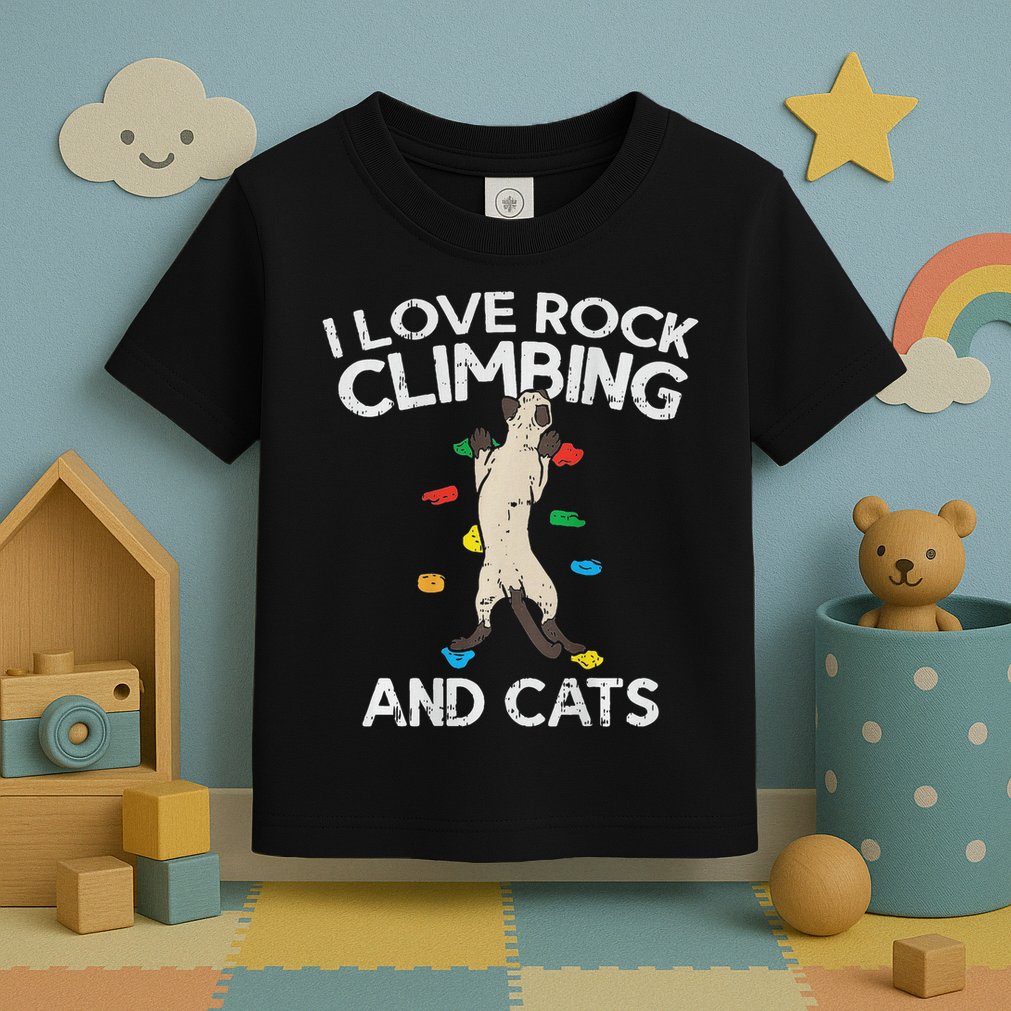 I Love Rock Climbing & Cats Cute Climbing Toddler T-Shirt