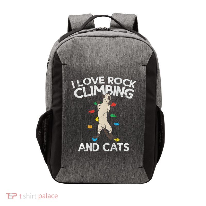 I Love Rock Climbing & Cats Cute Climbing Vector Backpack