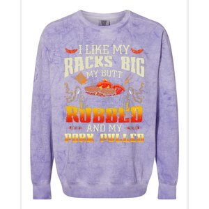 I Like Racks Big And Pork Pulled Bbq Humor Colorblast Crewneck Sweatshirt