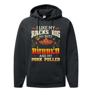 I Like Racks Big And Pork Pulled Bbq Humor Performance Fleece Hoodie