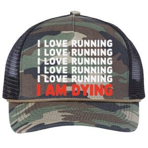 I Love Running I Am Dying Funny Running Marathon Retro Rope Trucker Hat Cap